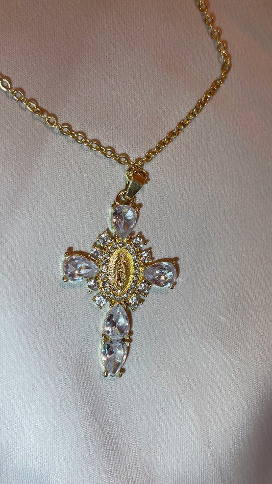 Clear Virgen Mary Cross