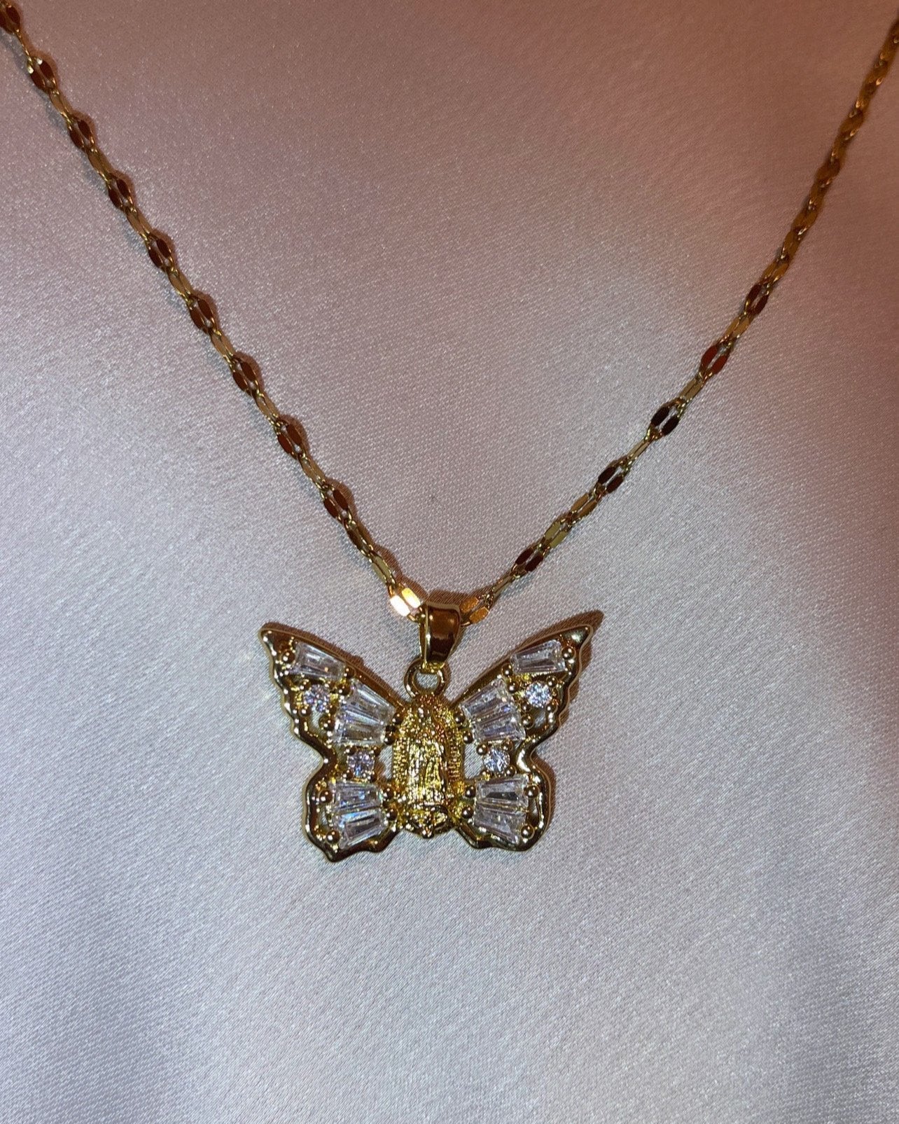 Virgen Mary Butterfly Necklace