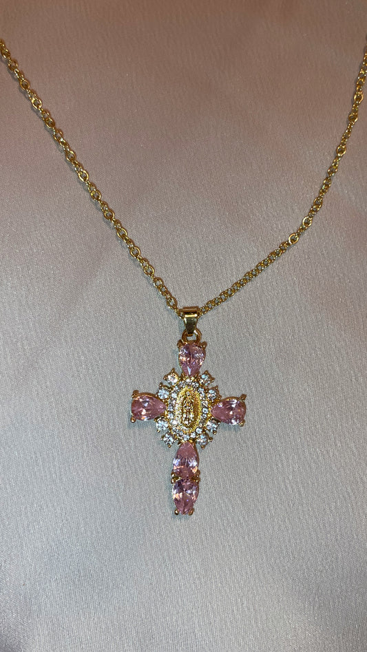 Pink Virgen Mary Cross