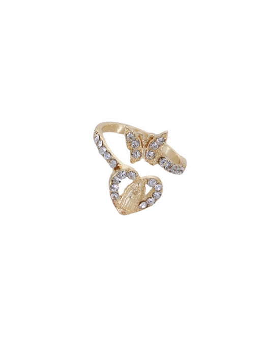 Gold Virgen Mary Butterfly Ring