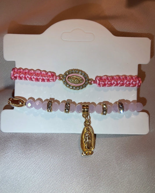 Pink Handmade Bracelet Duo