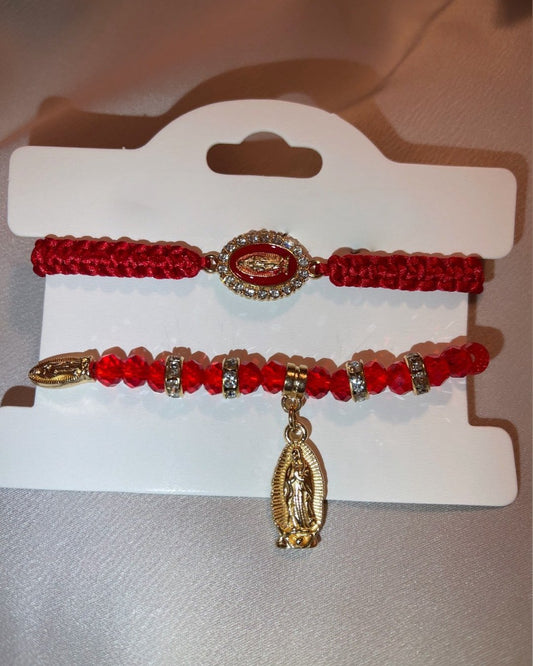 Red Handmade Bracelet Duo